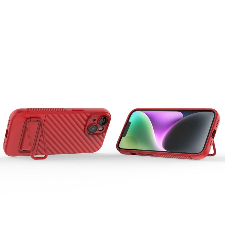 For iPhone 15 Wavy Texture TPU Phone Case with Lens Film