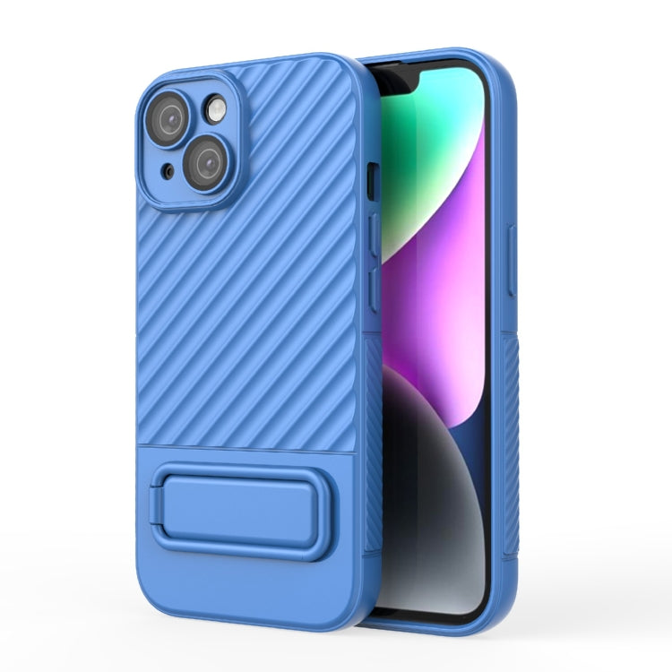 For iPhone 15 Wavy Texture TPU Phone Case with Lens Film