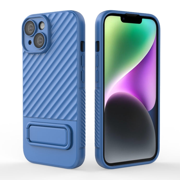 For iPhone 15 Wavy Texture TPU Phone Case with Lens Film