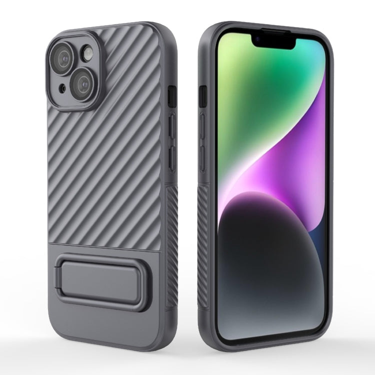 For iPhone 15 Wavy Texture TPU Phone Case with Lens Film