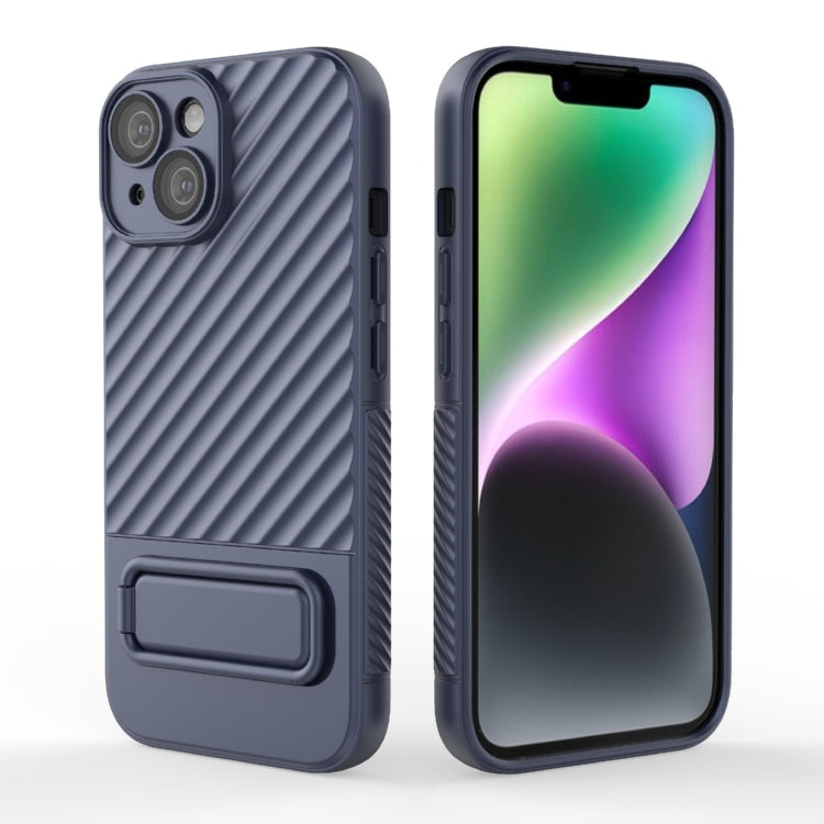 For iPhone 15 Wavy Texture TPU Phone Case with Lens Film