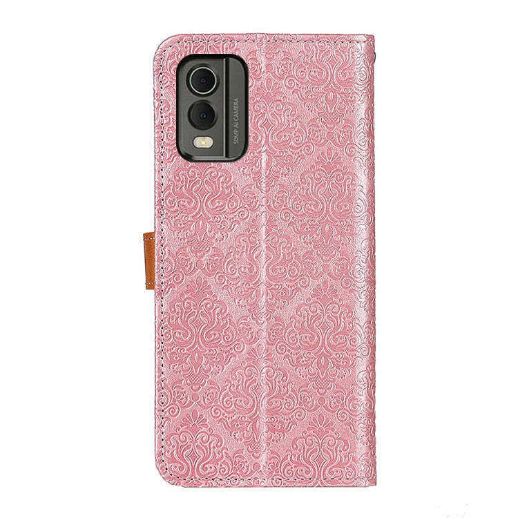 For Nokia C32 4G European Floral Embossed Flip Leather Phone Case