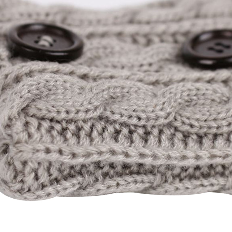 1 Pair Women Short Button Knitted Woolen Leg Warmers, Size:One Size