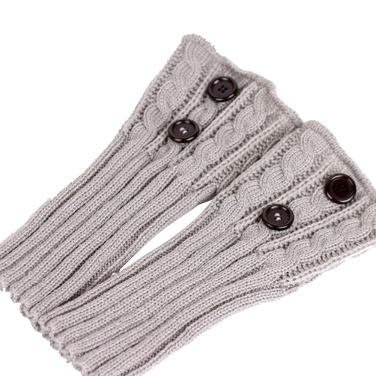 1 Pair Women Short Button Knitted Woolen Leg Warmers, Size:One Size