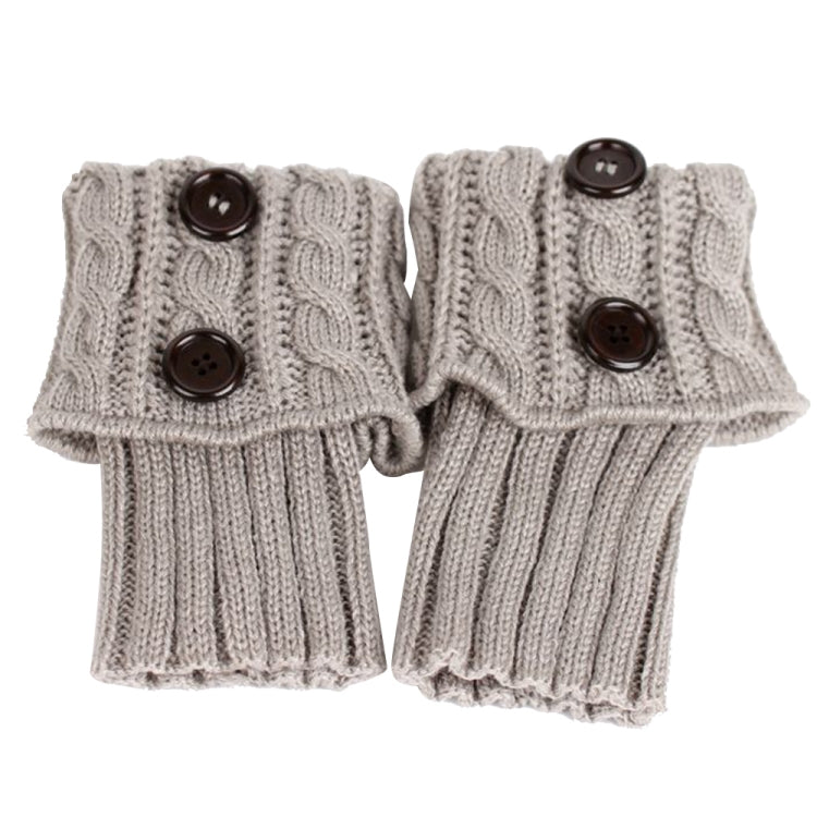 1 Pair Women Short Button Knitted Woolen Leg Warmers, Size:One Size