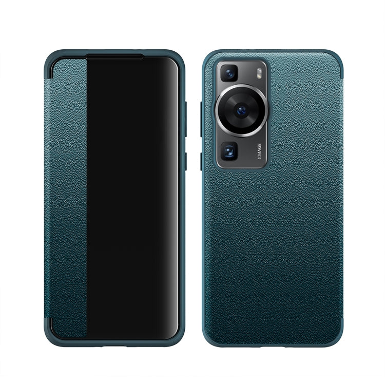For Huawei P60 Magnetic Side Window View Leather Smart Phone Case