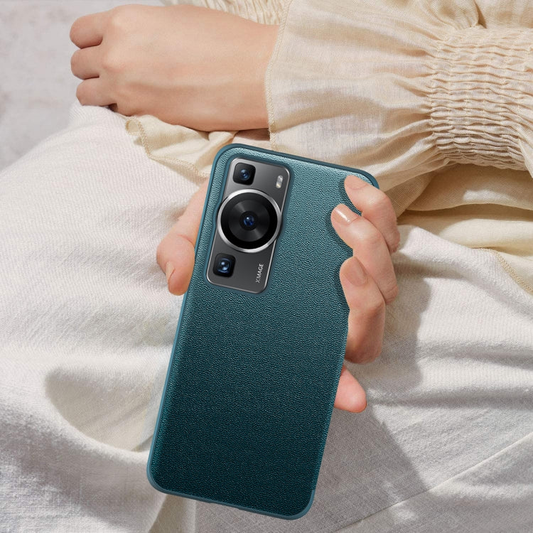 For Huawei P60 Magnetic Side Window View Leather Smart Phone Case