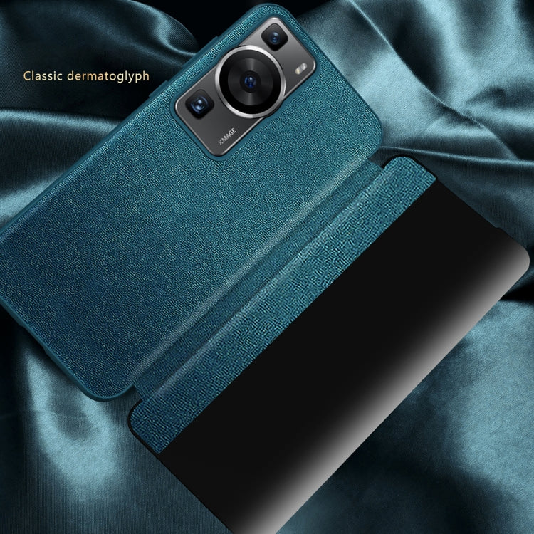 For Huawei P60 Magnetic Side Window View Leather Smart Phone Case