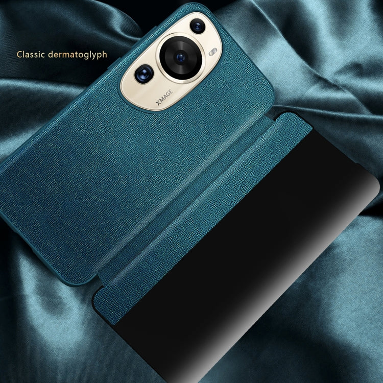 For Huawei P60 Art Magnetic Side Window View Leather Smart Phone Case