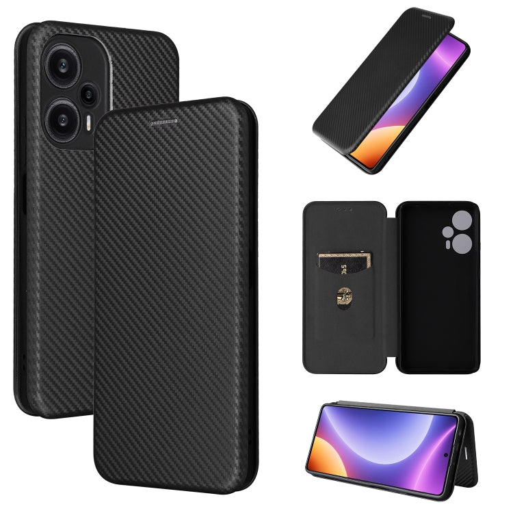 For Xiaomi Redmi Note 12 Turbo Carbon Fiber Texture Flip Leather Phone Case