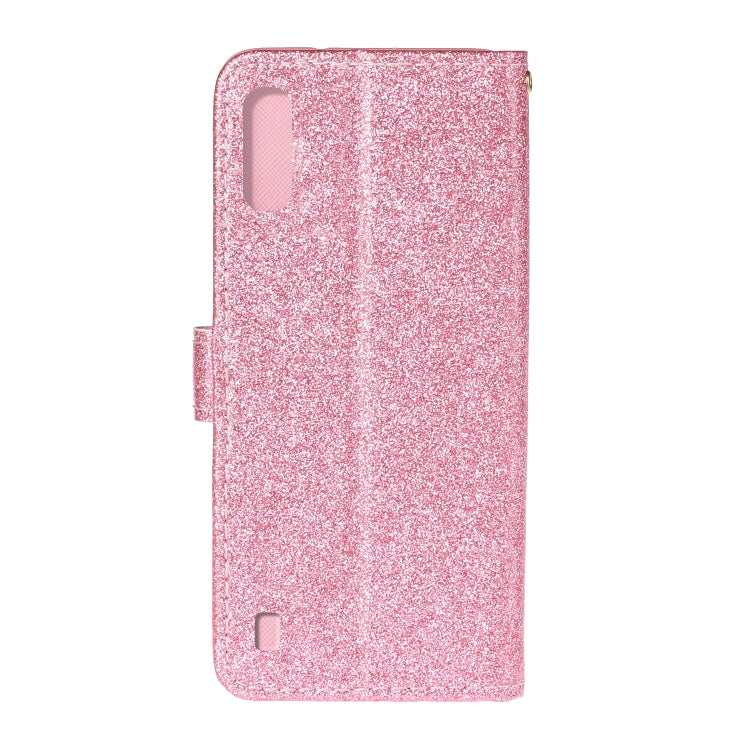 For Samsung Galaxy A01 Glitter Powder Horizontal Flip Leather Case with Card Slots & Holder & Photo Frame & Wallet