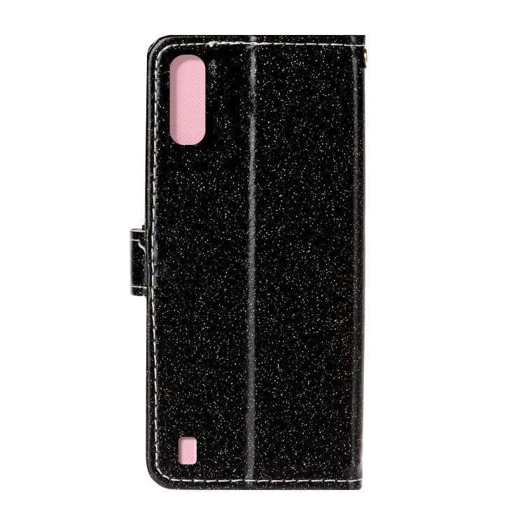 For Samsung Galaxy A01 Glitter Powder Horizontal Flip Leather Case with Card Slots & Holder & Photo Frame & Wallet