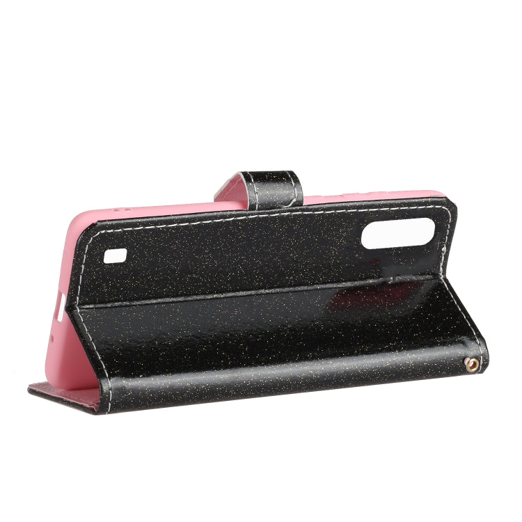 For Samsung Galaxy A01 Glitter Powder Horizontal Flip Leather Case with Card Slots & Holder & Photo Frame & Wallet