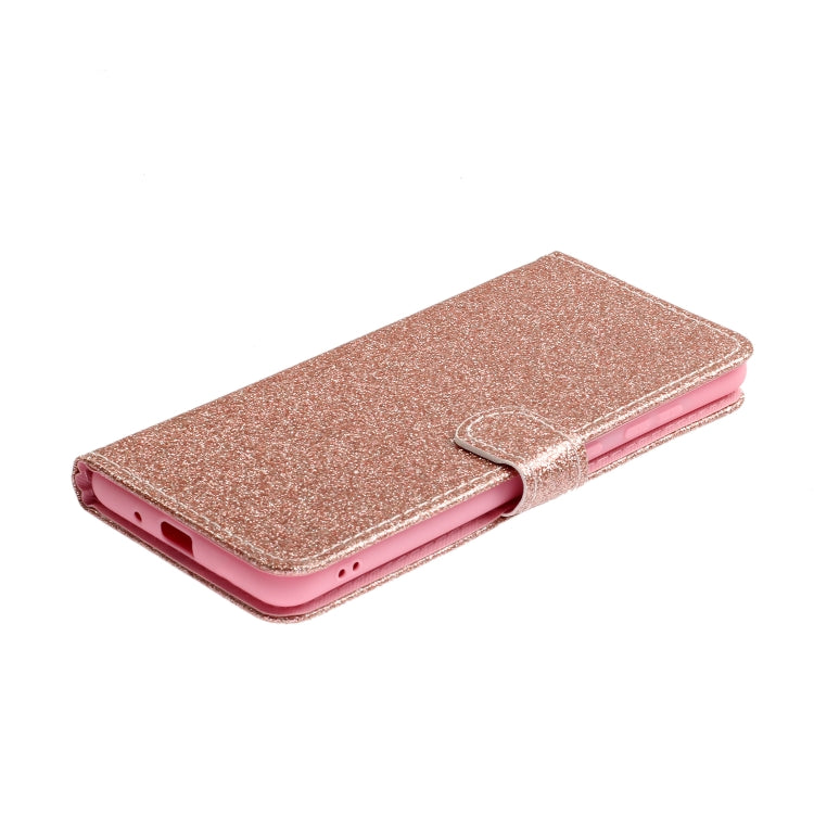 For Samsung Galaxy A01 Glitter Powder Horizontal Flip Leather Case with Card Slots & Holder & Photo Frame & Wallet