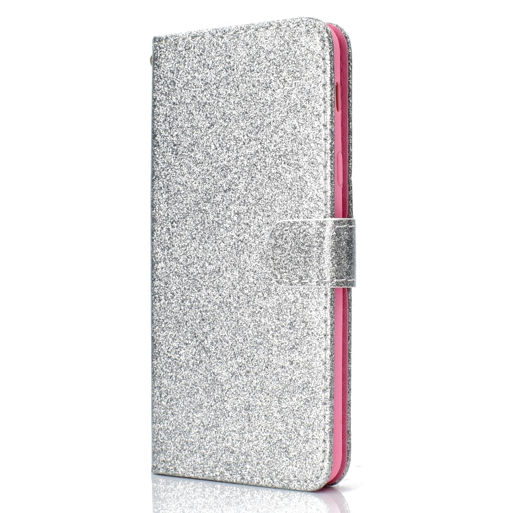 For Samsung Galaxy A6+ (2018) Glitter Powder Horizontal Flip Leather Case with Card Slots & Holder & Photo Frame & Wallet