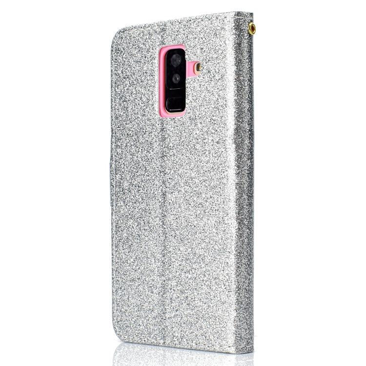 For Samsung Galaxy A6+ (2018) Glitter Powder Horizontal Flip Leather Case with Card Slots & Holder & Photo Frame & Wallet