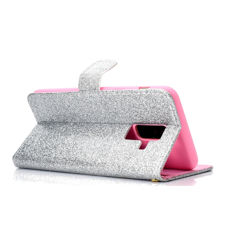 For Samsung Galaxy A6+ (2018) Glitter Powder Horizontal Flip Leather Case with Card Slots & Holder & Photo Frame & Wallet
