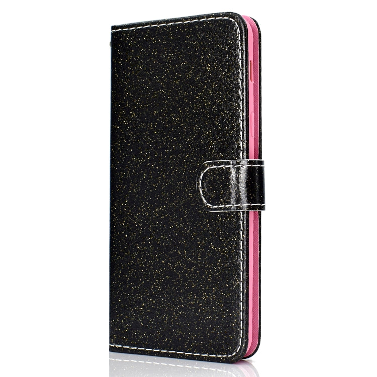 For Samsung Galaxy A6+ (2018) Glitter Powder Horizontal Flip Leather Case with Card Slots & Holder & Photo Frame & Wallet