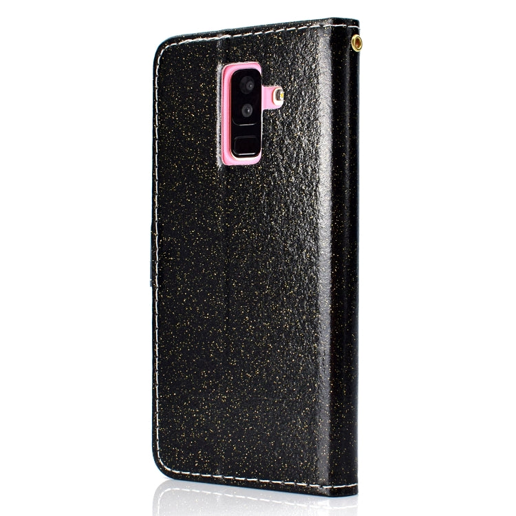 For Samsung Galaxy A6+ (2018) Glitter Powder Horizontal Flip Leather Case with Card Slots & Holder & Photo Frame & Wallet