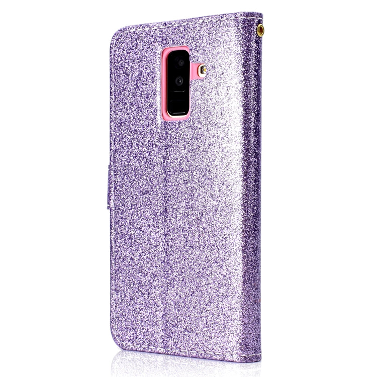 For Samsung Galaxy A6+ (2018) Glitter Powder Horizontal Flip Leather Case with Card Slots & Holder & Photo Frame & Wallet