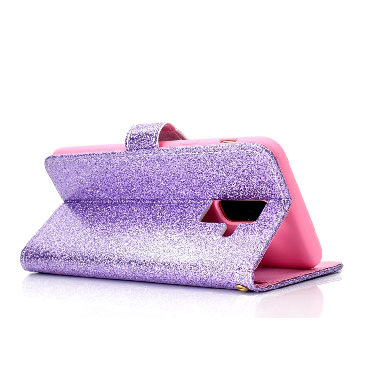 For Samsung Galaxy A6+ (2018) Glitter Powder Horizontal Flip Leather Case with Card Slots & Holder & Photo Frame & Wallet