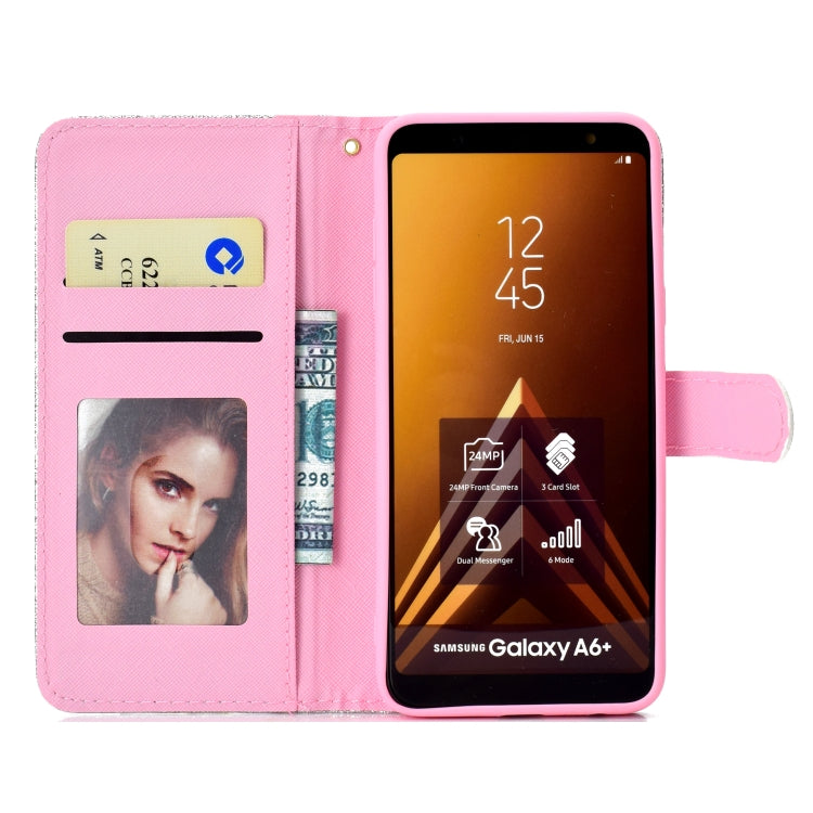 For Samsung Galaxy A6+ (2018) Glitter Powder Horizontal Flip Leather Case with Card Slots & Holder & Photo Frame & Wallet