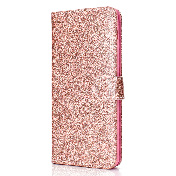 For Samsung Galaxy A6+ (2018) Glitter Powder Horizontal Flip Leather Case with Card Slots & Holder & Photo Frame & Wallet
