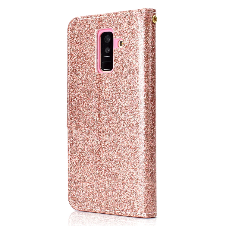 For Samsung Galaxy A6+ (2018) Glitter Powder Horizontal Flip Leather Case with Card Slots & Holder & Photo Frame & Wallet