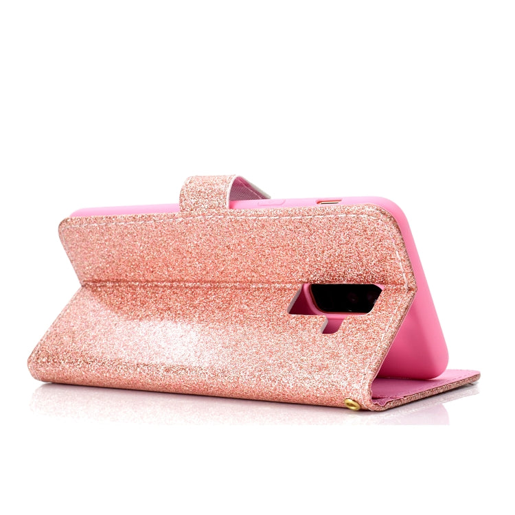 For Samsung Galaxy A6+ (2018) Glitter Powder Horizontal Flip Leather Case with Card Slots & Holder & Photo Frame & Wallet