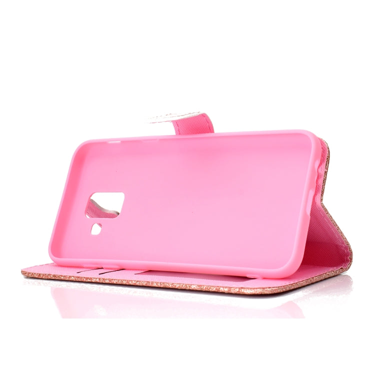 For Samsung Galaxy A6 (2018) Glitter Powder Horizontal Flip Leather Case with Card Slots & Holder & Photo Frame & Wallet