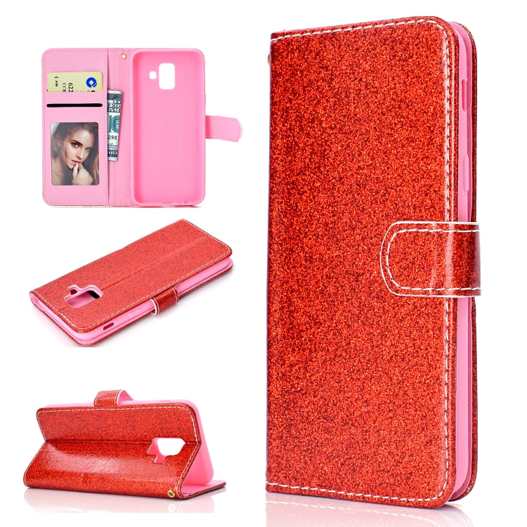 For Samsung Galaxy A6 (2018) Glitter Powder Horizontal Flip Leather Case with Card Slots & Holder & Photo Frame & Wallet