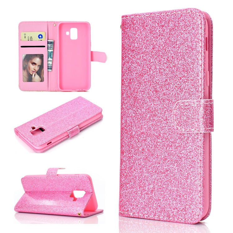 For Samsung Galaxy A6 (2018) Glitter Powder Horizontal Flip Leather Case with Card Slots & Holder & Photo Frame & Wallet