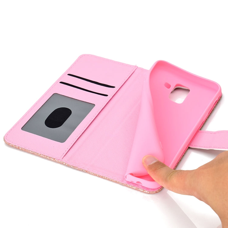 For Samsung Galaxy A6 (2018) Glitter Powder Horizontal Flip Leather Case with Card Slots & Holder & Photo Frame & Wallet