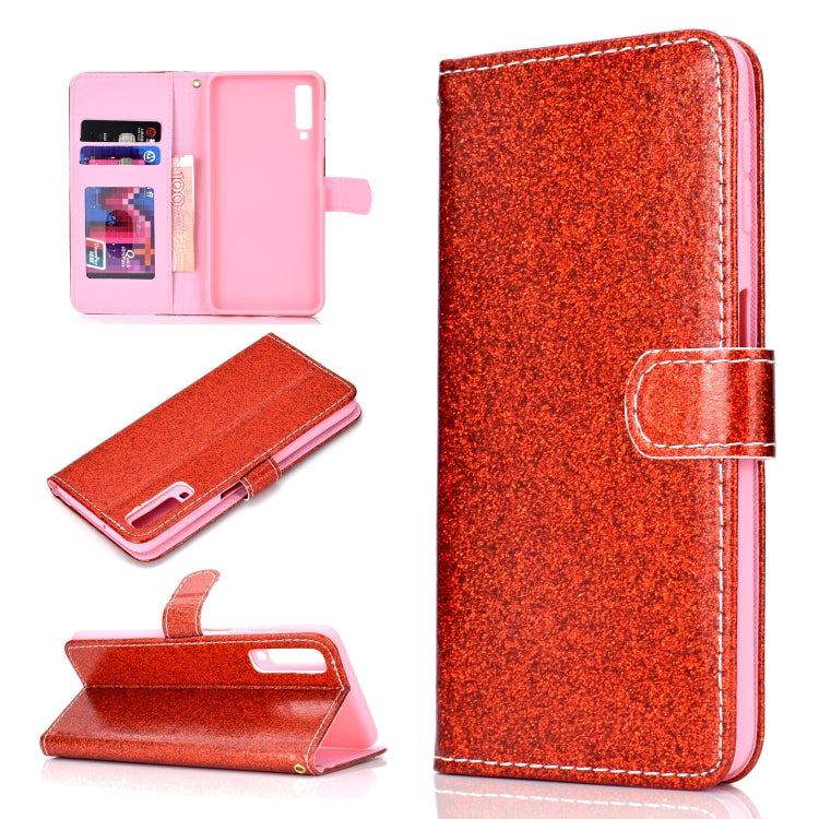 For Samsung Galaxy A7 (2018) Glitter Powder Horizontal Flip Leather Case with Card Slots & Holder & Photo Frame & Wallet