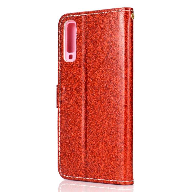For Samsung Galaxy A7 (2018) Glitter Powder Horizontal Flip Leather Case with Card Slots & Holder & Photo Frame & Wallet
