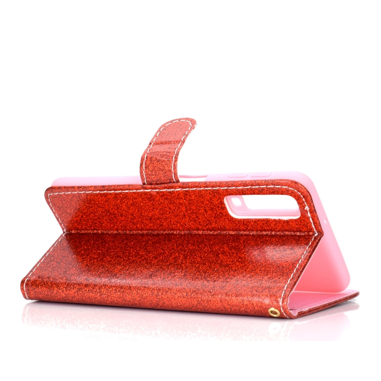 For Samsung Galaxy A7 (2018) Glitter Powder Horizontal Flip Leather Case with Card Slots & Holder & Photo Frame & Wallet
