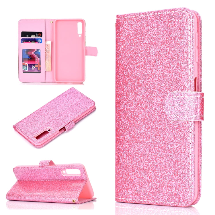 For Samsung Galaxy A7 (2018) Glitter Powder Horizontal Flip Leather Case with Card Slots & Holder & Photo Frame & Wallet