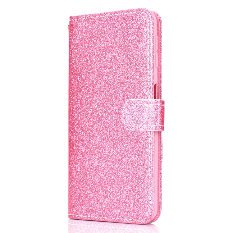For Samsung Galaxy A7 (2018) Glitter Powder Horizontal Flip Leather Case with Card Slots & Holder & Photo Frame & Wallet