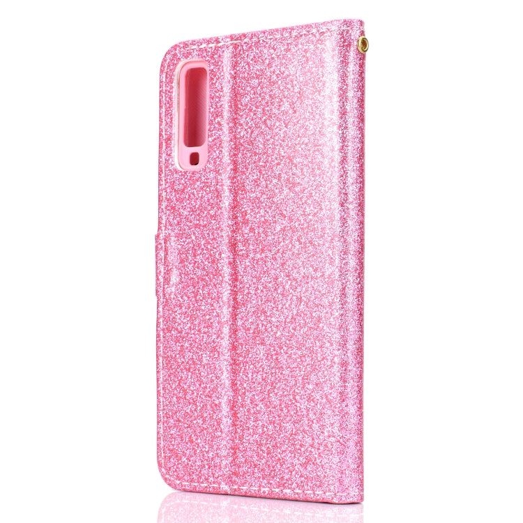 For Samsung Galaxy A7 (2018) Glitter Powder Horizontal Flip Leather Case with Card Slots & Holder & Photo Frame & Wallet
