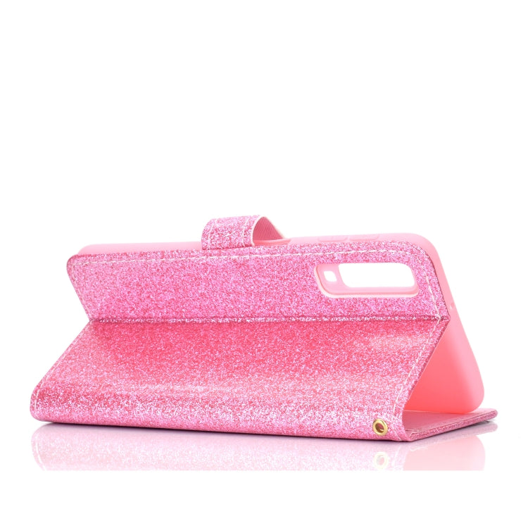 For Samsung Galaxy A7 (2018) Glitter Powder Horizontal Flip Leather Case with Card Slots & Holder & Photo Frame & Wallet