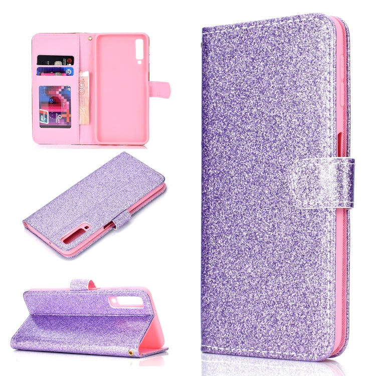 For Samsung Galaxy A7 (2018) Glitter Powder Horizontal Flip Leather Case with Card Slots & Holder & Photo Frame & Wallet