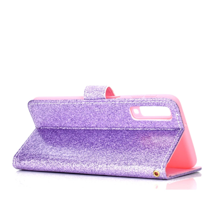 For Samsung Galaxy A7 (2018) Glitter Powder Horizontal Flip Leather Case with Card Slots & Holder & Photo Frame & Wallet