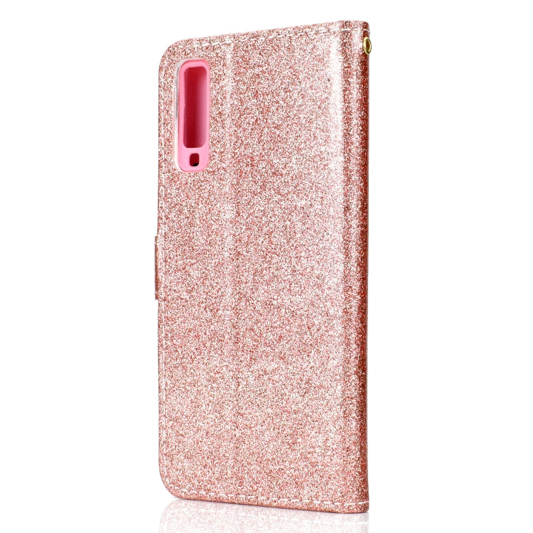 For Samsung Galaxy A7 (2018) Glitter Powder Horizontal Flip Leather Case with Card Slots & Holder & Photo Frame & Wallet