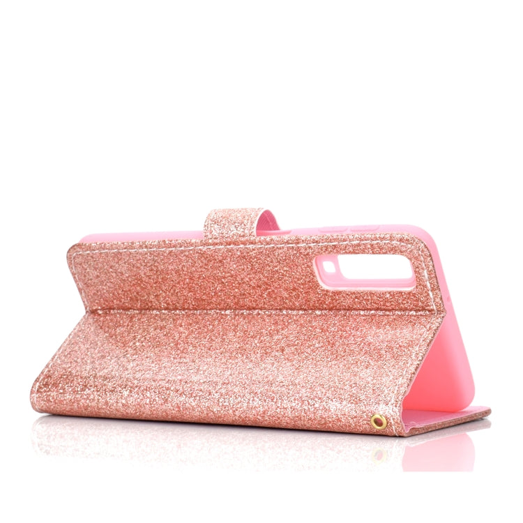 For Samsung Galaxy A7 (2018) Glitter Powder Horizontal Flip Leather Case with Card Slots & Holder & Photo Frame & Wallet