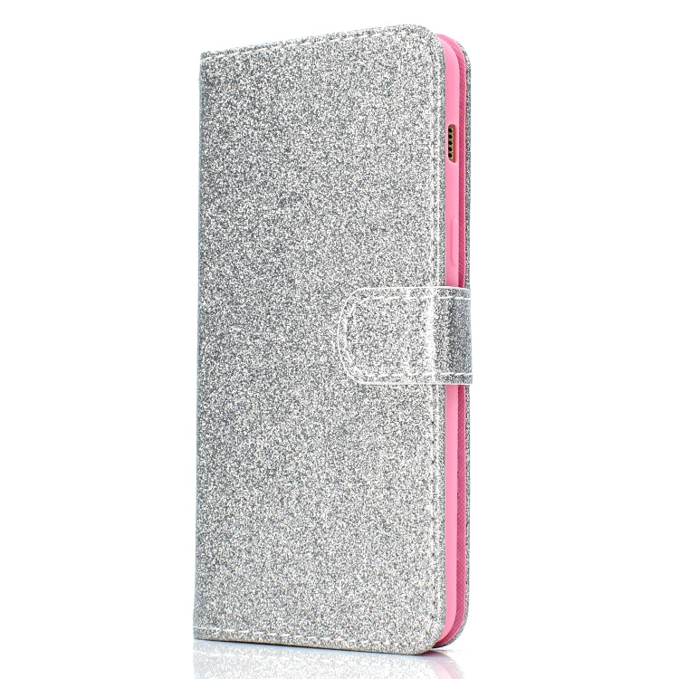 For Samsung Galaxy A8 (2018) Glitter Powder Horizontal Flip Leather Case with Card Slots & Holder & Photo Frame & Wallet
