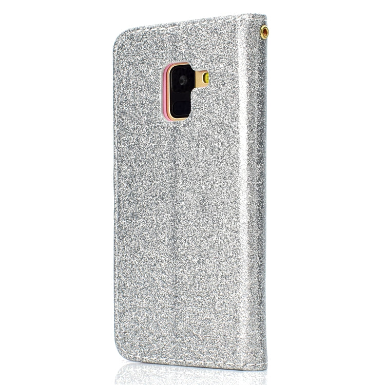 For Samsung Galaxy A8 (2018) Glitter Powder Horizontal Flip Leather Case with Card Slots & Holder & Photo Frame & Wallet