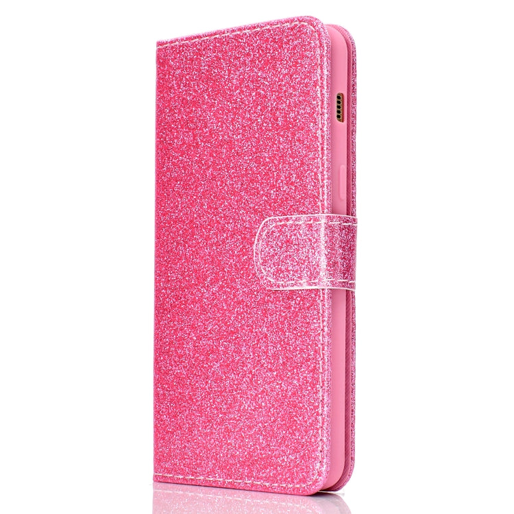 For Samsung Galaxy A8 (2018) Glitter Powder Horizontal Flip Leather Case with Card Slots & Holder & Photo Frame & Wallet