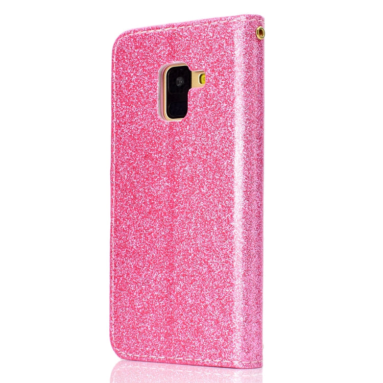 For Samsung Galaxy A8 (2018) Glitter Powder Horizontal Flip Leather Case with Card Slots & Holder & Photo Frame & Wallet