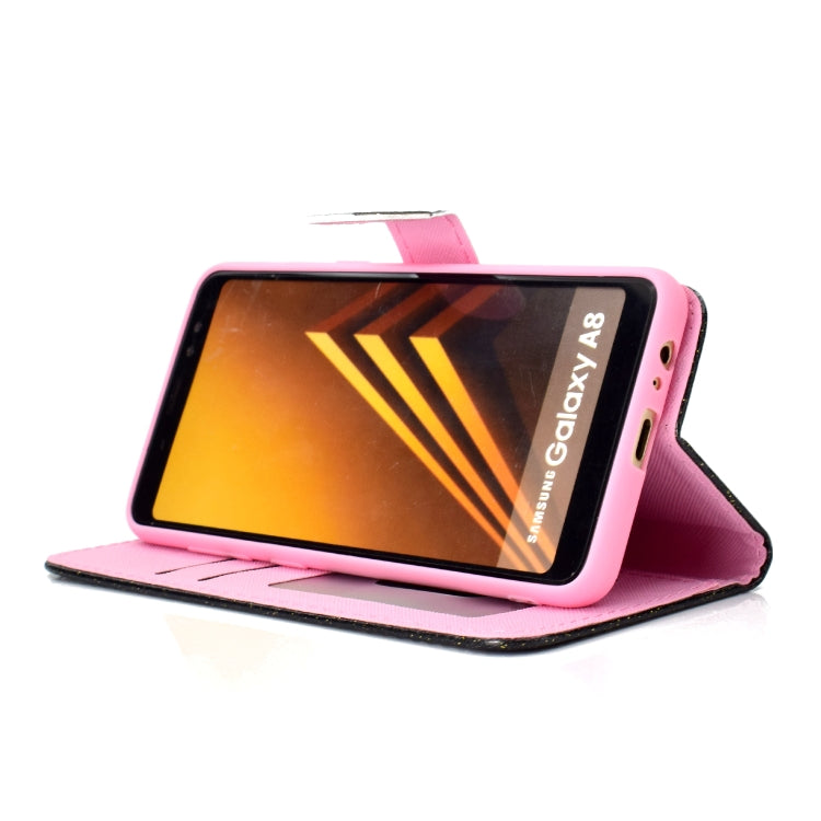 For Samsung Galaxy A8 (2018) Glitter Powder Horizontal Flip Leather Case with Card Slots & Holder & Photo Frame & Wallet