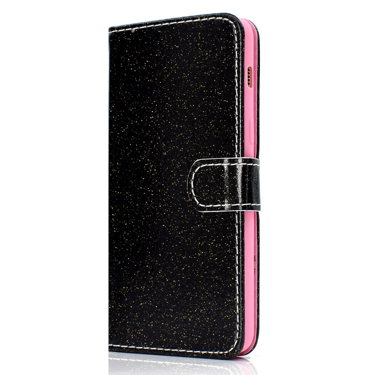 For Samsung Galaxy A8 (2018) Glitter Powder Horizontal Flip Leather Case with Card Slots & Holder & Photo Frame & Wallet